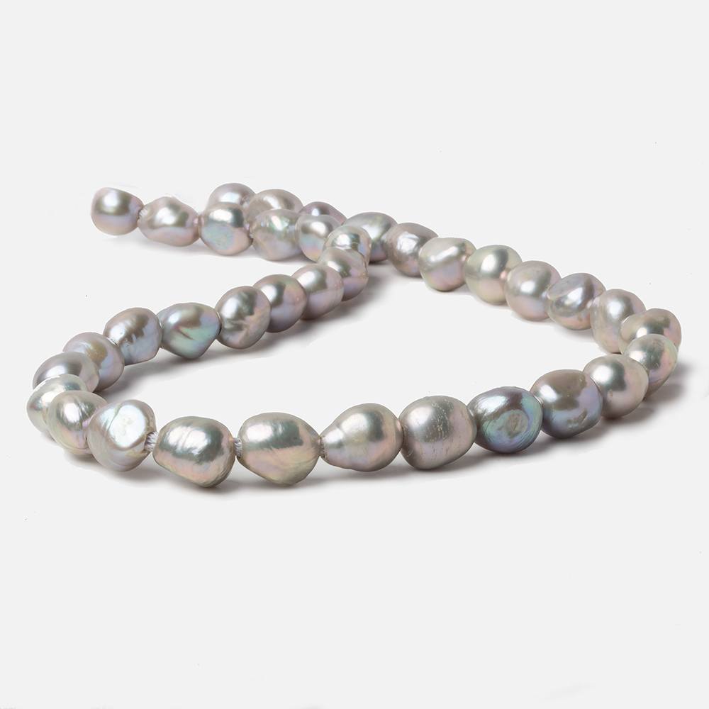 10x9-11x9mm Warm Silver 2.5mm Large Hole Baroque Freshwater Pearls 15 inch 30 pcs (ONLINE ORDER ONLY)