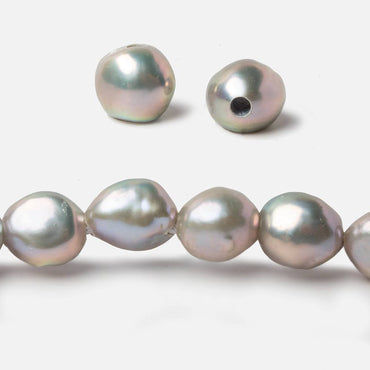 10x9-12x10mm Iridescent Pink Silver Baroque 2.5mm large hole Pearl 15 in. 35 pcs (ONLINE ORDER ONLY)