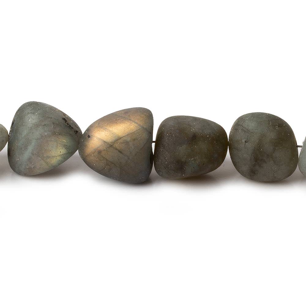 10x9-12x9.5mm Matte Labradorite tumbled plain nuggets 7.5 inch 16 beads AA (ONLINE ORDER ONLY)