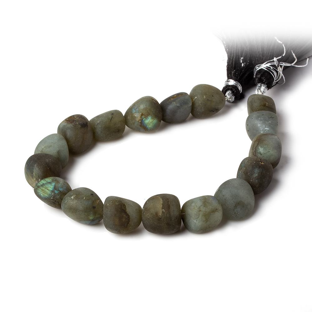 10x9-12x9.5mm Matte Labradorite tumbled plain nuggets 7.5 inch 16 beads AA (ONLINE ORDER ONLY)