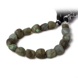 10x9-12x9.5mm Matte Labradorite tumbled plain nuggets 7.5 inch 16 beads AA (ONLINE ORDER ONLY)
