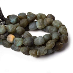 10x9-12x9.5mm Matte Labradorite tumbled plain nuggets 7.5 inch 16 beads AA (ONLINE ORDER ONLY)