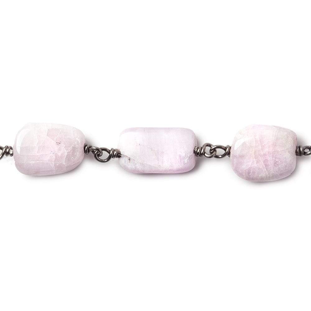 10x9-12x9mm Kunzite plain nugget Black Gold .925 Silver Chain by the foot 15 beads A (ONLINE ORDER ONLY)