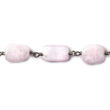 10x9-12x9mm Kunzite plain nugget Black Gold .925 Silver Chain by the foot 15 beads A (ONLINE ORDER ONLY)