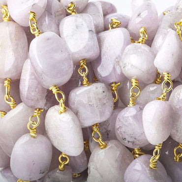 10x9-12x9mm Kunzite plain nugget Vermeil Chain by the foot (ONLINE ORDER ONLY)