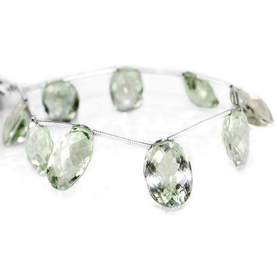 10x9-12x9mm Prasiolite pavilion faceted oval Beads 7 inch 8 pieces (ONLINE ORDER ONLY)