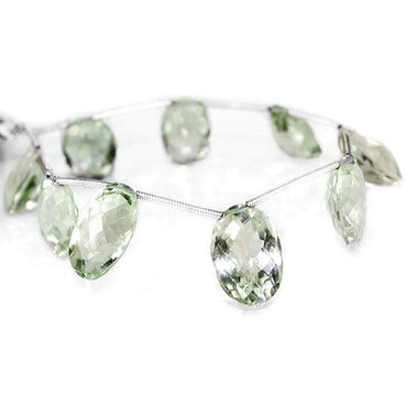 10x9-12x9mm Prasiolite pavilion faceted oval Beads 7 inch 8 pieces (ONLINE ORDER ONLY)