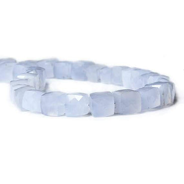 10x9-13.5x10mm Turkish Blue Chalcedony faceted cube 16 inches 37 beads (ONLINE ORDER ONLY)