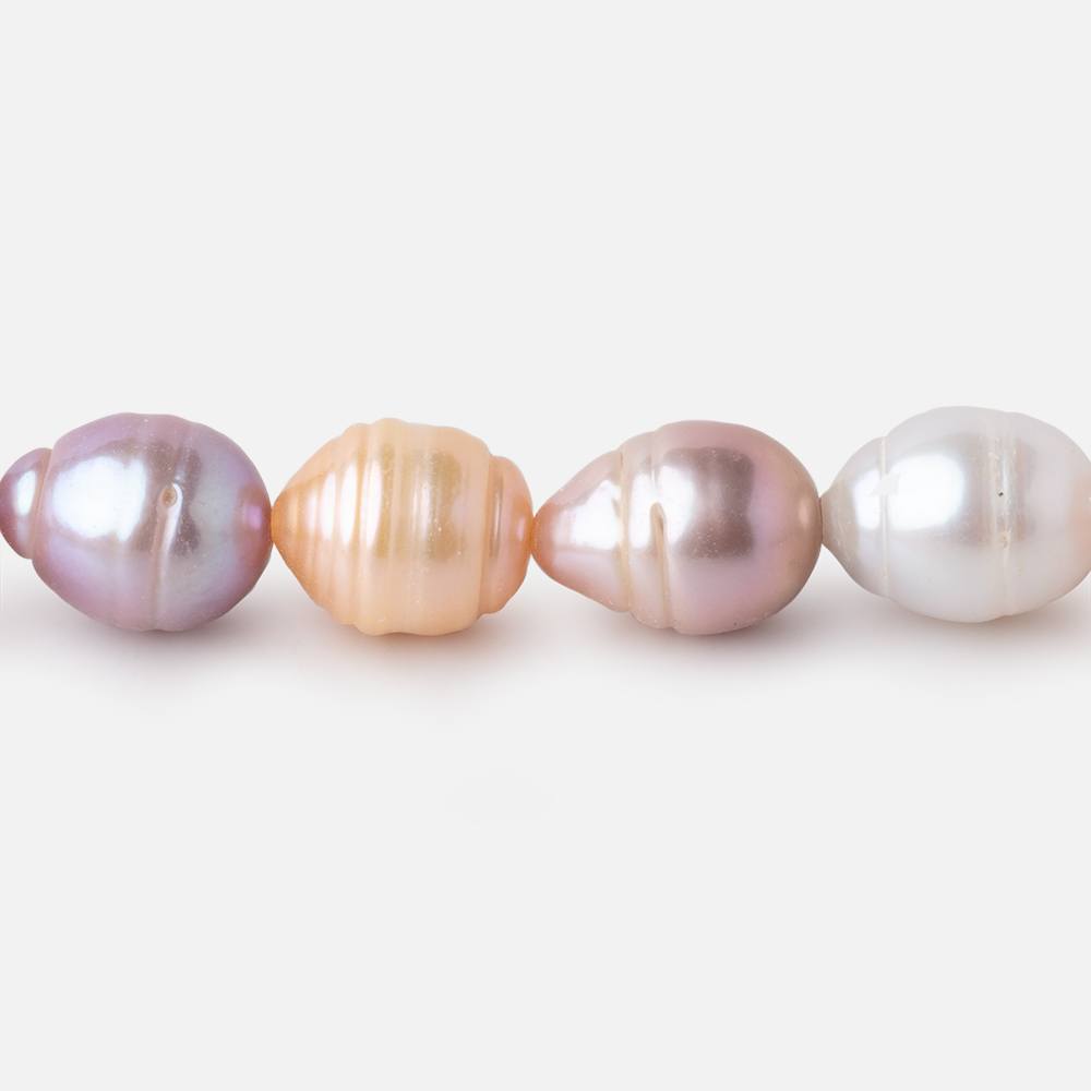 10x9-13x10mm Tri Color Ringed Baroque Freshwater Pearls 16 inch 27 Beads (ONLINE ORDER ONLY)
