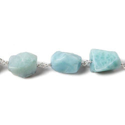 10x9-13x9mm Larimar faceted nugget .925 Silver Chain by the foot 20 pieces (ONLINE ORDER ONLY)