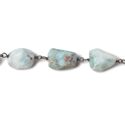 10x9-13x9mm Larimar faceted nugget Oxidized .925 Silver Chain by the foot 20pc (ONLINE ORDER ONLY)