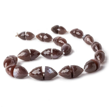 10x9-14x14mm Chocolate Brown Moonstone Center Drilled Faceted Fancy Shapes 15.5 inch 32 beads AA (ONLINE ORDER ONLY)