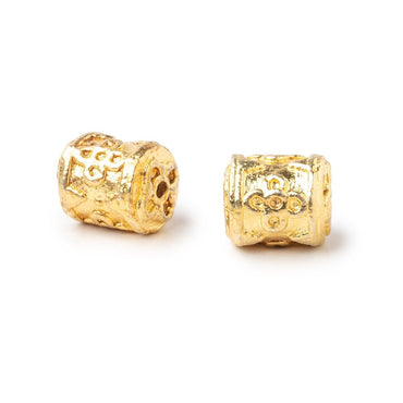 10x9mm 22kt Plated Copper Bali Design Tube Set of 2 Beads (ONLINE ORDER ONLY)