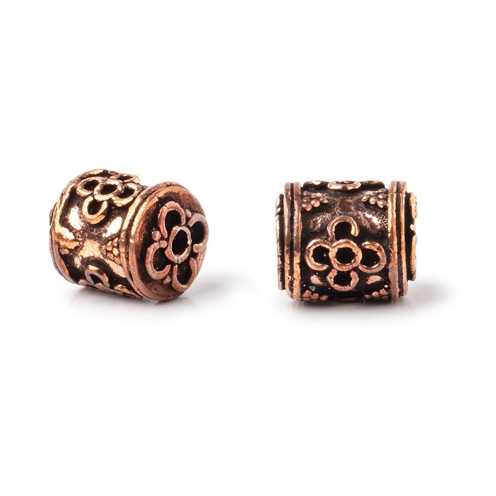 10x9mm Antiqued Copper Bali Design Tube Set of 2 Beads (ONLINE ORDER ONLY)