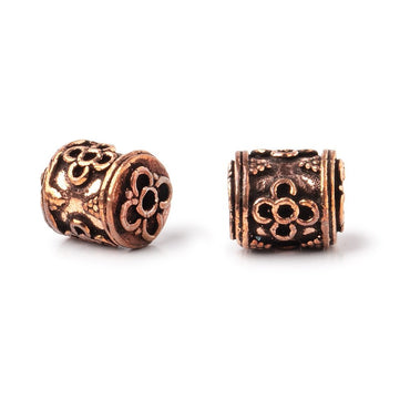 10x9mm Antiqued Copper Bali Design Tube Set of 2 Beads (ONLINE ORDER ONLY)