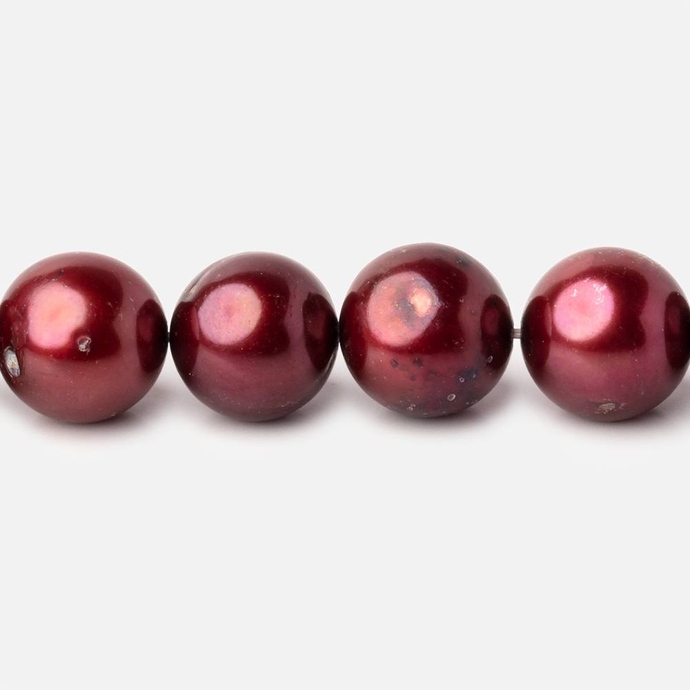 10x9mm Cranberry Red Off Round Freshwater Pearl Beads 16 inch 42 pieces (ONLINE ORDER ONLY)