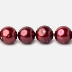 10x9mm Cranberry Red Off Round Freshwater Pearl Beads 16 inch 42 pieces (ONLINE ORDER ONLY)