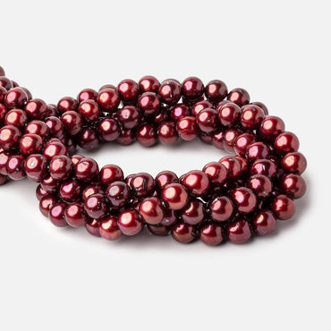 10x9mm Cranberry Red Off Round Freshwater Pearl Beads 16 inch 42 pieces (ONLINE ORDER ONLY)
