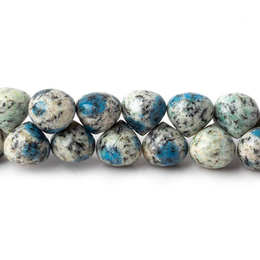 10x9mm K2 Azurite Granite "K2 Jasper" plain candy kiss beads 8 inch 48 pieces (ONLINE ORDER ONLY)