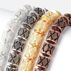 10x9mm Miligrain Diamond Design Tube Beads 7.5 inch 18 pieces (ONLINE ORDER ONLY)