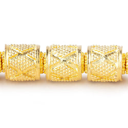 10x9mm Miligrain Diamond Design Tube Beads 7.5 inch 18 pieces (ONLINE ORDER ONLY)