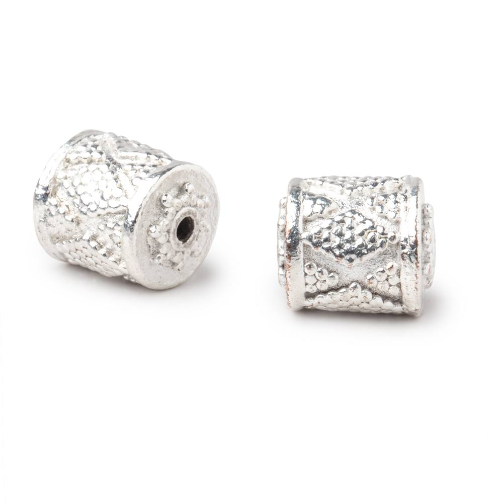 10x9mm Silver Plated Copper Miligrain Tube Set of 2 Beads (ONLINE ORDER ONLY)