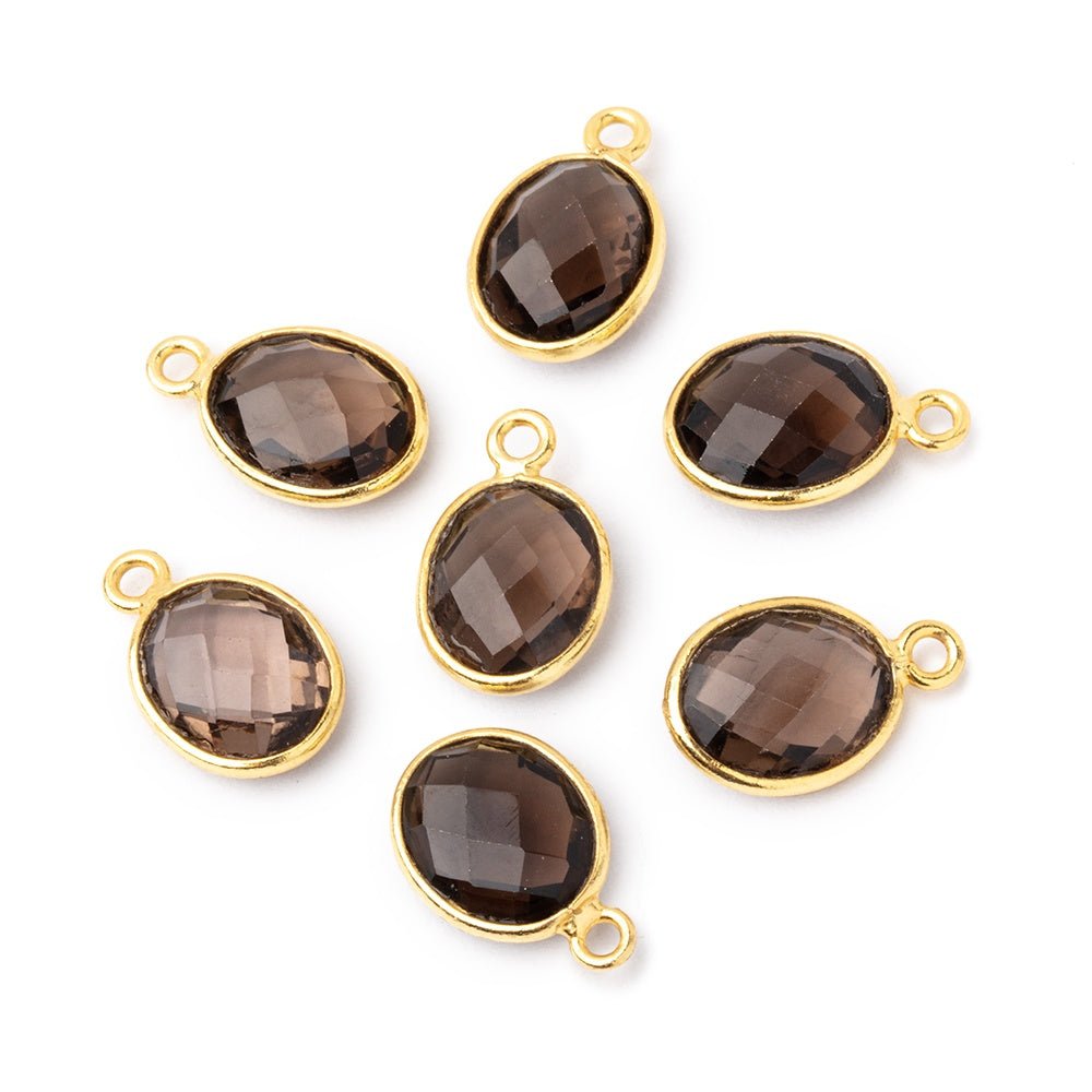 10x9mm Vermeil Bezel Smoky Quartz Faceted Oval Pendant 1 piece (ONLINE ORDER ONLY)