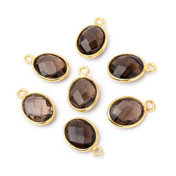 10x9mm Vermeil Bezel Smoky Quartz Faceted Oval Pendant 1 piece (ONLINE ORDER ONLY)