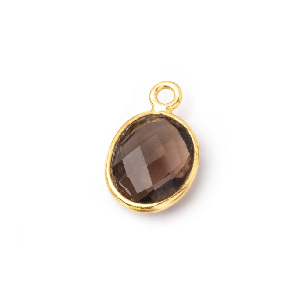 10x9mm Vermeil Bezel Smoky Quartz Faceted Oval Pendant 1 piece (ONLINE ORDER ONLY)