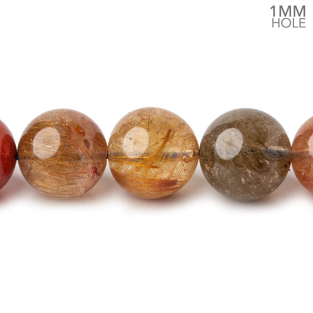 11-11.5mm Multi Rutilated Quartz plain round large hole beads 15.5 inch 34 pieces AA (ONLINE ORDER ONLY)