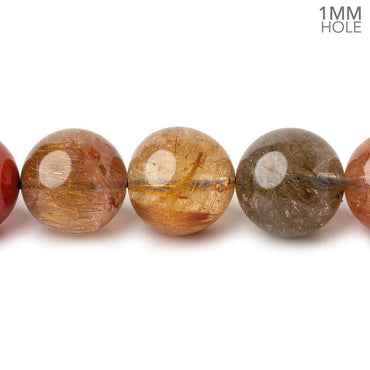 11-11.5mm Multi Rutilated Quartz plain round large hole beads 15.5 inch 34 pieces AA (ONLINE ORDER ONLY)