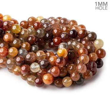 11-11.5mm Multi Rutilated Quartz plain round large hole beads 15.5 inch 34 pieces AA (ONLINE ORDER ONLY)