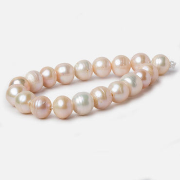 11-11.5mm Peach Ringed Baroque Large Hole pearls 8 inch 19 pieces (ONLINE ORDER ONLY)