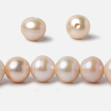 11-11.5mm Peach Ringed Baroque Large Hole pearls 8 inch 19 pieces (ONLINE ORDER ONLY)