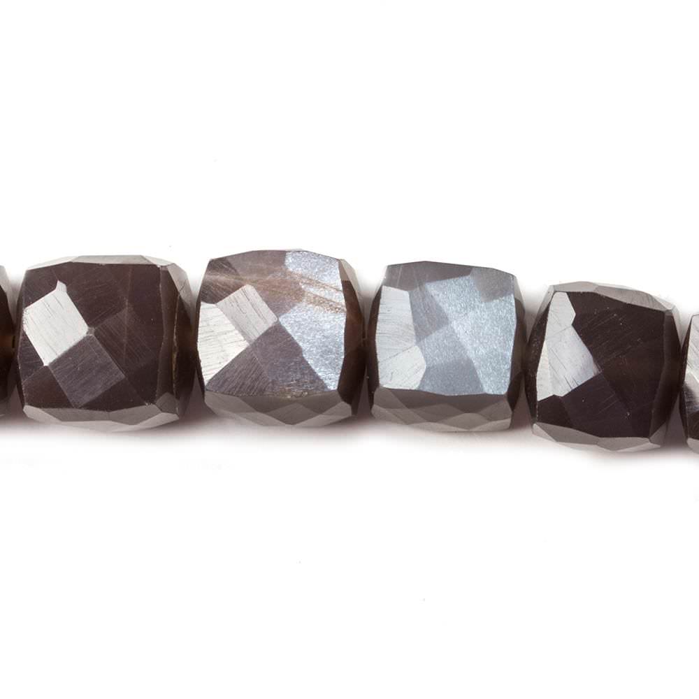 9-11.5mm Chocolate Moonstone faceted cube beads 8 inch 19 pieces (ONLINE ORDER ONLY)
