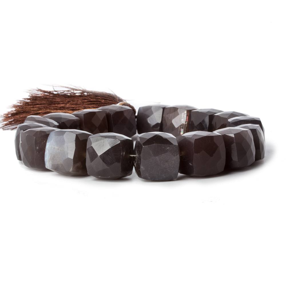 9-11.5mm Chocolate Moonstone faceted cube beads 8 inch 19 pieces (ONLINE ORDER ONLY)