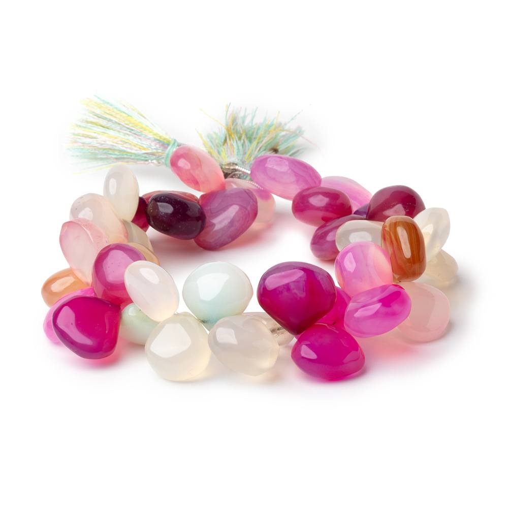 11-12mm Multi Color Chalcedony Plain Heart Beads 7.25 inch 39 pieces (ONLINE ORDER ONLY)