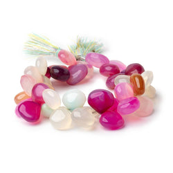 11-12mm Multi Color Chalcedony Plain Heart Beads 7.25 inch 39 pieces (ONLINE ORDER ONLY)