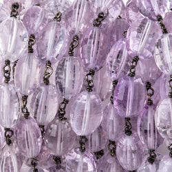 11-12mm Pink Amethyst Faceted Oval Beads on Black Gold over .925 Silver Chain (ONLINE ORDER ONLY)