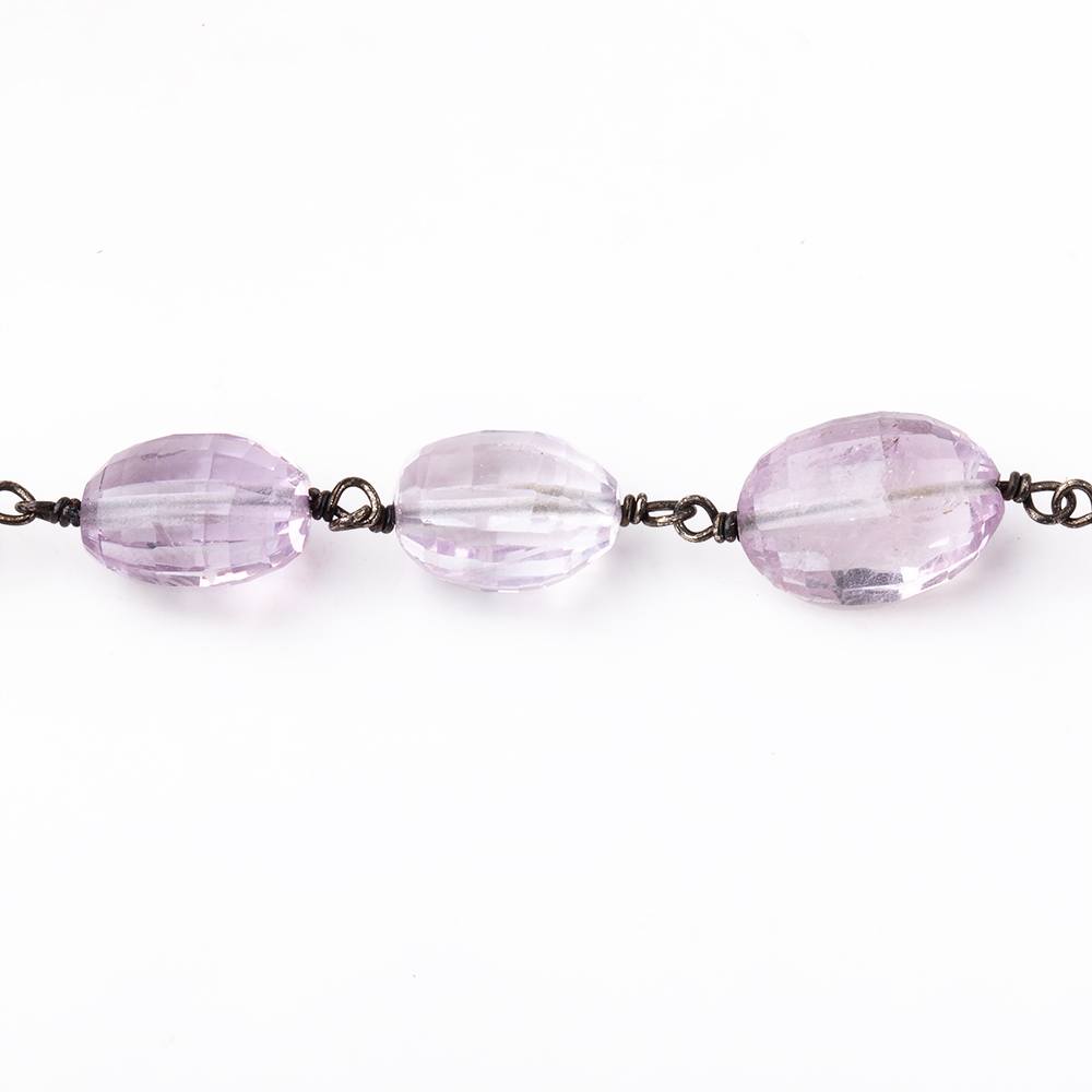 11-12mm Pink Amethyst Faceted Oval Beads on Black Gold over .925 Silver Chain (ONLINE ORDER ONLY)