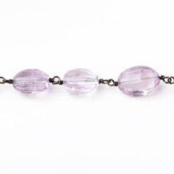 11-12mm Pink Amethyst Faceted Oval Beads on Black Gold over .925 Silver Chain (ONLINE ORDER ONLY)