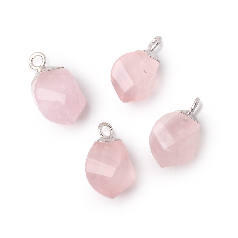 11-12mm Silver Leafed Rose Quartz Twist Focal Pendant 1 piece (ONLINE ORDER ONLY)