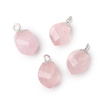 11-12mm Silver Leafed Rose Quartz Twist Focal Pendant 1 piece (ONLINE ORDER ONLY)
