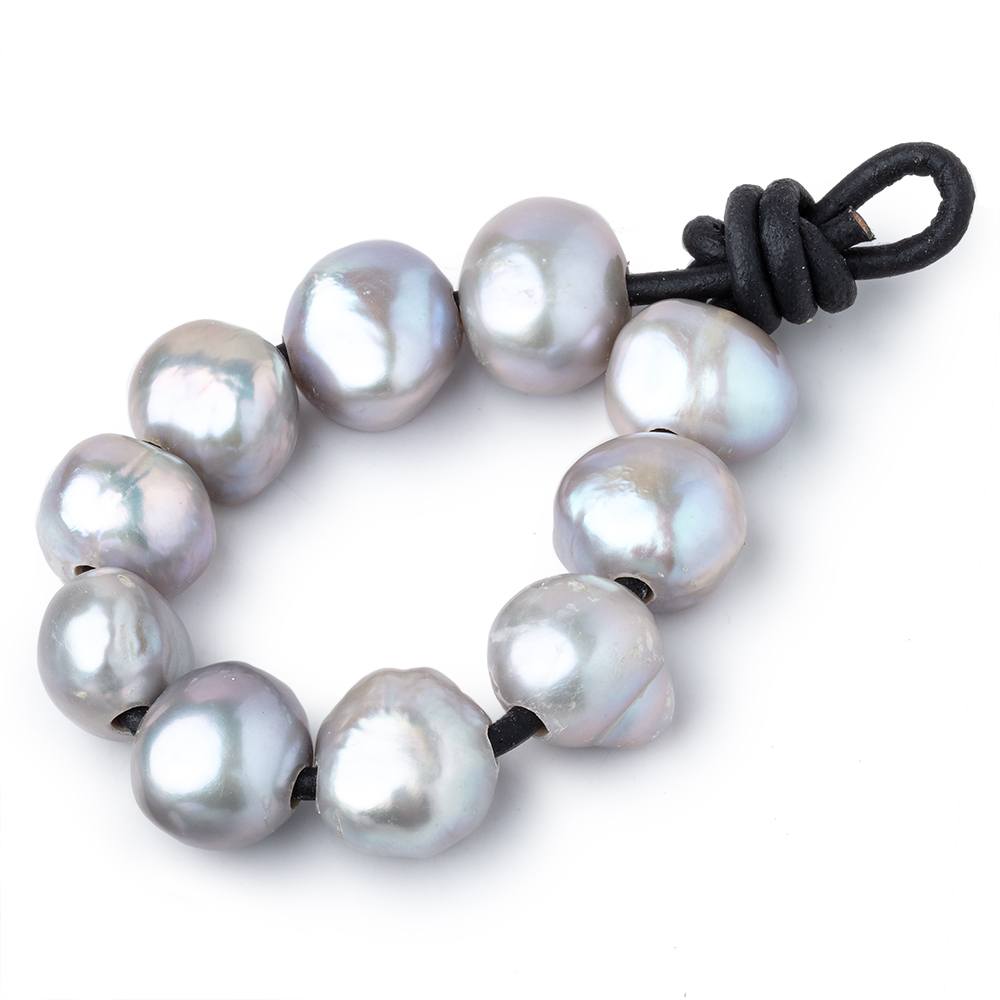 11-12mm Silver Lilac Large Hole Baroque Pearls Set of 10 (ONLINE ORDER ONLY)