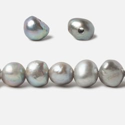 11-12mm Stainless Steel Silver Baroque large hole Freshwater Pearls 16 inch 39 pieces (ONLINE ORDER ONLY)