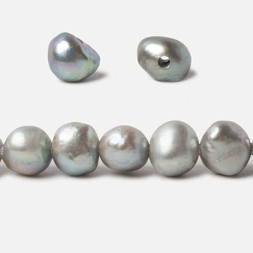 11-12mm Stainless Steel Silver Baroque large hole Freshwater Pearls 16 inch 39 pieces (ONLINE ORDER ONLY)