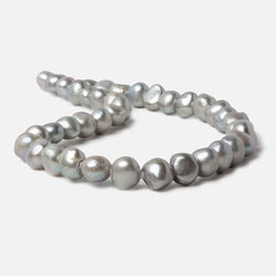 11-12mm Stainless Steel Silver Baroque large hole Freshwater Pearls 16 inch 39 pieces (ONLINE ORDER ONLY)