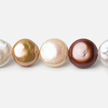 11-13.5mm Tri-Color Coin Freshwater Pearls 15.5 inch 32 pieces A Quality (ONLINE ORDER ONLY)