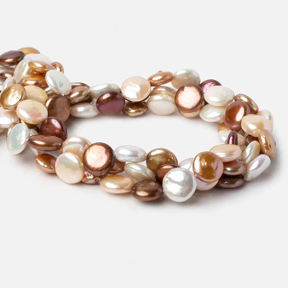 11-13.5mm Tri-Color Coin Freshwater Pearls 15.5 inch 32 pieces A Quality (ONLINE ORDER ONLY)