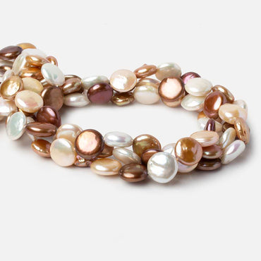 11-13.5mm Tri-Color Coin Freshwater Pearls 15.5 inch 32 pieces A Quality (ONLINE ORDER ONLY)